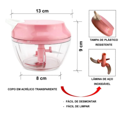 Mini Processador - Triturador de Alimentos Manual